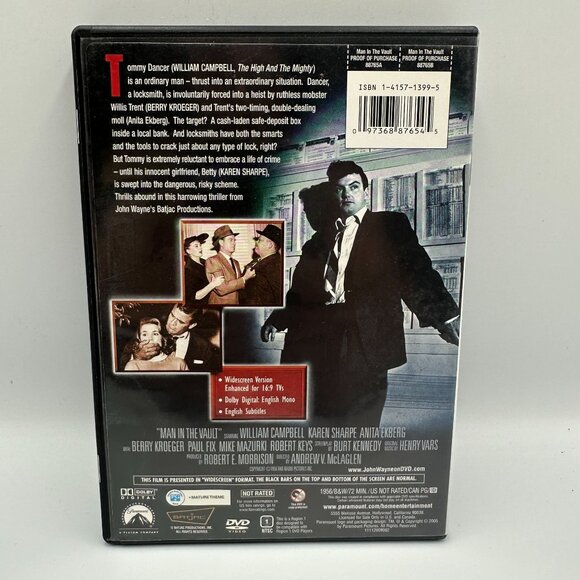 Man In The Vault DVD 1956 William Campbell Karen Sharpe Drama Widescreen NR - Picture 2 of 3